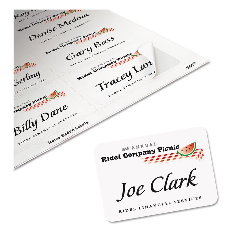 AVERY White Adhesive Name Badges - 5395 - Image 3
